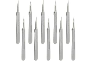 CERIOLL Einweg Kunststoff Chirurgische Skalpellmesser, Einweg Skalpell Klinge, Sterilisierte Einweg-Skalpelle, Einmalskalpelle Figur 11 mit Schutzkappe, Einzeln Steril Verpackt (Weiß,10 Pack)