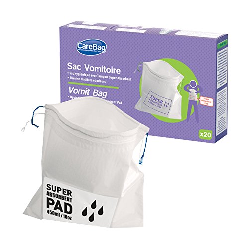 Cleanis CareBag Absorbent Sick Vomit Bags, Pack 20 Sickness Bags