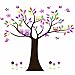 TODEAL Pretty Bedroom Colorful Flowers Butterfly Owls Birds Around Tree Nursery Wall Art Stickers Decal Home Decor Decorate Removable for Nursery Baby Girls Kid's Room