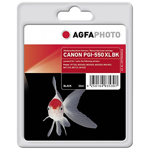 AgfaPhoto APCPGI550XLB PGI-550 XL PGBK Druckerpatrone für Canon, schwarz