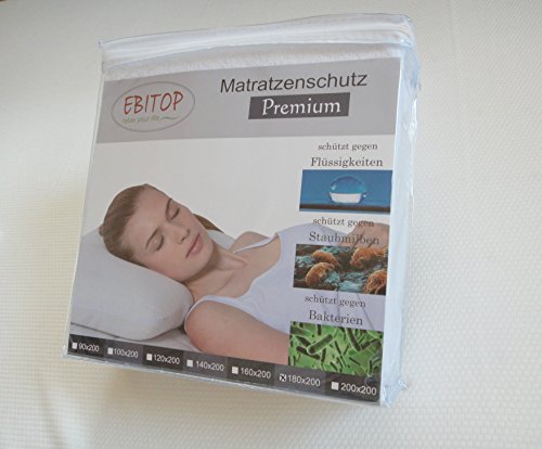 Ebitop Matratzenschoner, Matratzen EBMS90.30, Wasserdichte, Matratzenschoner, Nässeschutz, Matratzen-Spannauflage, Maratzenauflage, Unterlage, wasserdicht, Größe: 90x200+30cm Farbe: Weiß
