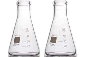 Rocwing - Borosilicate 3.3 Glass Graduated Conical Erlenmeyer Flask for Laboratory (50ml, 2 in a pack)