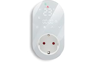 BecaSmart Termoregolatore digitale con sensore 230V Wifi, display a LED, termostato di riscaldamento e raffreddamento, programmabile, supporto Google Home, controllo vocale Alexe Bianco