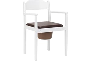 MaJSL Chaise percée hygiénique DUHA - En bois de qualité supérieure - Seau amovible avec couvercle - Aide aux toilettes certifiée (blanc)