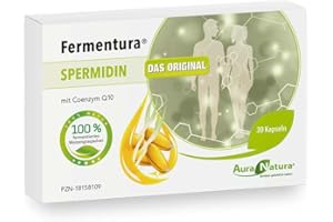‎AURA NATURA Aura Natura Fermentura Spermidin Kapseln hochdosiert mit Coenzym Q10 und Weizenkeime | Fermentiert & Vegan | 30 Kapseln – 1 Monat Vorrat