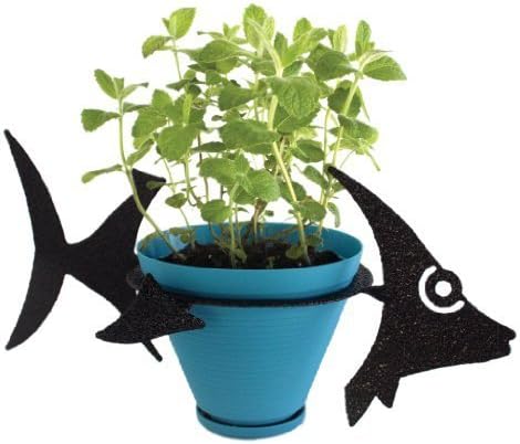 PotPals Planter Decor Plant Stand for 6-Inch Pot, Black, Sunfish by PotPals
