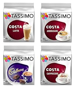 Set Of 4 Clear Glass Coffee Mugs – 240ml – Cappuccino, Latte, Tassimo, Tea – Cafe Style