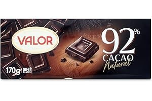 Valor - Chocolate Negro 92% - Tableta de Chocolate Negro con Mayor Porcentaje de Cacao - Intenso Sabor y Aroma - Sin Gluten y Apto para Celiacos - 170 Gramos