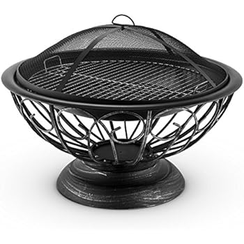 Outsunny-Metall-Außen-Feuerstelle, Holz-Mosaik, quadratisch