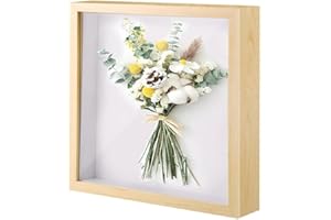 YZDZSW 3D Shadow Box, 25x25cm Picture Frame, Deep Frame Display Box Wooden Deep Box Square Photo Frames Desktop or Wall Hanging for Medal Flower & Crafts Display(Wood Color)