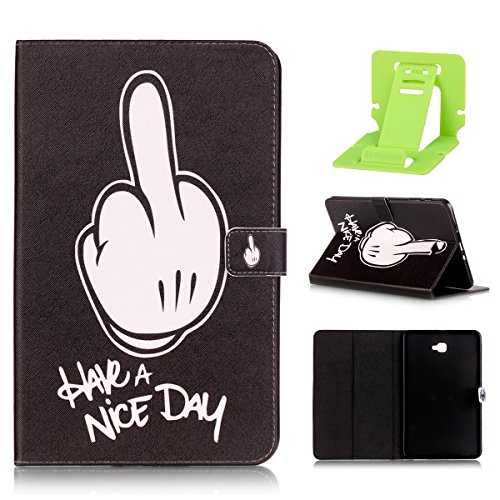 Samsung Galaxy Tab A 10.1 Hülle,Galaxy Tab A 10.1 (2016) Ledertasche Smart Cover,Ekakashop Bunt Muster Painting Finger Flip Magnetverschluss PU Leder Wallet Case Kunstleder Etui Schale Ständer Tasche Etui Schutzfolie mit Einstellbarem Blickwinkel Schutzhülle und Kreditkarte Card Holder Slot für Samsung Galaxy Tab A 10.1 Zoll (2016 Version SM-T580N SM-T585N) + 1x Kostenlos Ständer (Farbe zufällig)