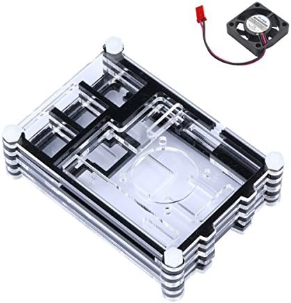 Unistorm Raspberry Pi 3 Acrylic Case with Cooling fan RPI 3 Shell with Mini Fan Support Raspberry Pi 2