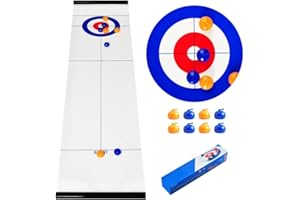 Lotvic Tabletop Curling Game, Family Games for All Members, Quick & Easy to Set-Up Curling Game, Compact Fun Family Games, Portable Tabletop Games for Adult Travel Home Party Office (Curling Game)