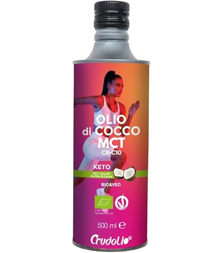 C8 MCT Oil Olio | 1000ML | 100% di cocco | 99% Purezza | Acido Caprilico Puro C8 | Paleo | Keto | Vegan | Senza Glutine | Bottiglia senza BPA
