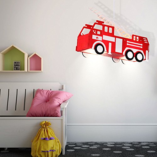Feuerwehr Auto Hänge Leuchte rot Pendel Lampe Kinder Spiel Zimmer Beleuchtung Globo 15726 - 4