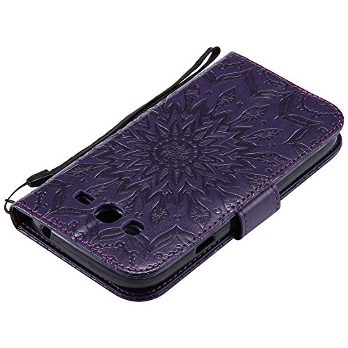 Nancen Tasche Hülle für,Samsung Galaxy Grand Neo Plus I9060 Hülle,Samsung Galaxy Grand Neo Plus I9060 / Grand Duos I9082 (5 Zoll) Leder Wallet Tasche Brieftasche Schutzhülle, Nancen Prägung Sonnenblume Muster PU Leder Handytasche im Bookstyle Stand Funktion Kartenfächer Magnet Etui Schale - 6