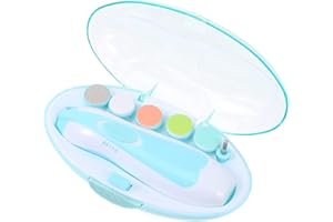 ZBJBINCH Baby Nail Trimmer Electric Baby Nail File 6 in 1 Baby Nail File Clipper with Led Light and Grinding Heads for New Born Infant Toddlers Adults (Blue)