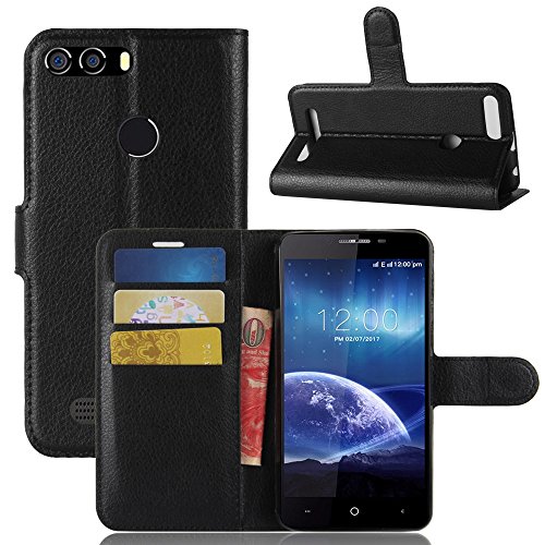 Nadakin Leagoo Kiicaa Power Calidad Premium Cartera de Cuero con Carcasa de TelÃfono Flip Funda con Soporte Magnetico de Cierre para Leagoo Kiicaa Power(Negro)