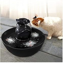 Pet water dispenser Fontaine à Boire Automatique pour Chats et Chiens - Bols à Eau électriques en céramique avec Pompe à Eau Ultra silencieuse (Color : Black)