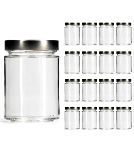 Rubin Set da 60 vasetti in Vetro da 212l con Tappi Colore Oro