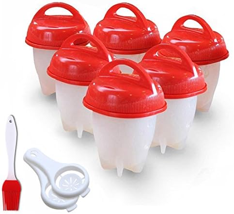 Egglettes - Werded Egg Cooker Hard &amp; Soft Maker, BPA Free,Non Stick Silicone,No Shell, Poacher, Boiled, Steamer, AS SEEN ON TV. (6 Pack+2 Egg Yolk Separator+1 Silicone Brush)