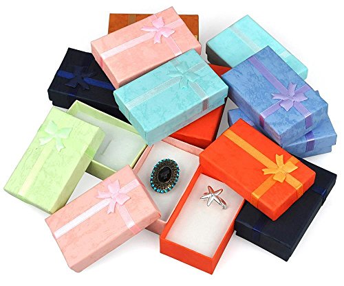 12 x Schmuck Etui für Kette, Ohrring, Ring Schmuckkästchen Geschenkbox -Farbmix