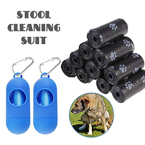 Preisvergleich Produktbild Voker Petface Kotbeutelspender, biologisch abbaubar, vergeudeten Tasche,Umweltfreundlich Schwarz Poop Bag 12 Rollen (180 Fadenzahl) 2 Spender