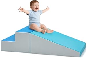 JungleDove Kids Soft Play Set Indoor:2 Pcs PU Leather Baby Soft Play Equipments Motor Skill Development - Toddlers Foam Blocks for Climbing and Two-tiered Step(Modern)