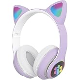 Sunix Wireless 5.0 Stereo Cat Over-Ear Bluetooth Headset Purple