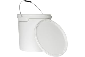NIPTER Seau avec Couvercle 20l, Seau en Plastique avec Anse métallique, Blanc, Seau Alimentaire - 10 pièces