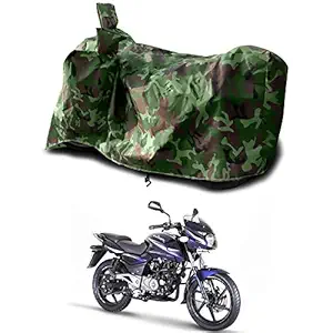 VVM Bike Body Cover for Bajaj-Pulsar-180 UV Protection Dustproof & Water Resistant (Green Multijungle)