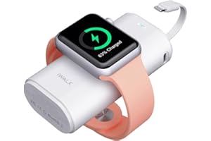 iWALK Portable Apple Watch Charger, 9000mAh Power Bank with Built in Cable, Apple Watch and Phone Charger, Compatible with Apple Watch Series 8/7/6/Se/5/4/3/2, iPhone14/ 13/12/12 Pro Max/ 11/6s,White
