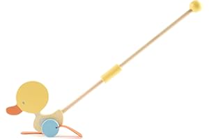 Bieco Schiebespielzeug Holz Ente | Schiebetiere ab 1 Jahr | Enten Lauftier Holz | Schiebetier für Jungen & Mädchen | Süßes Nachziehtier Schieber