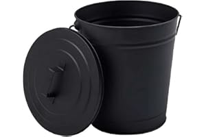 Linxor - Seau, poubelle à cendres 12 L en métal avec couvercle - Noir