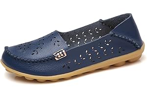 JeathFea Zapatos De MocasíN De Cabeza Redonda Informales para Mujer CóModos Mocasines De Cuero Transpirables Caminar Enfermera Transpirable Moda De ConduccióN Zapatos Suaves