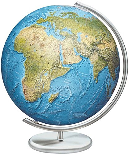 Preisvergleich Produktbild Columbus Duorama Reliefglobus: 40 cm Durchmesser. Mundgeblasene Kristallglaskugel, traditionell handkaschiertes Kartenbild Metallfuß und -meridian, Edelstahlausführung