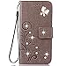 Produktbild Huawei Honor 9 Fall, Honor 9 Fällen, Fashion handgefertigt 3D Bling Diamant PU Leder Stand Case Flip Case Cover mit Karte Halter Folio Wallet Case für Huawei Honor 9, grau, iphoneX