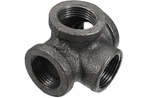 DYNAMIC NUTRITION DyNamic 1/2"3/4" 1"Raccordo A 4 Vie Ghisa Malleabile Lato Nero Uscita Tee Femmina Connettore Tubo - 3/4 Pollici