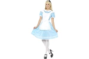 SMIFFY'S Smiffys Wonder Princess Costume, Blue with Dress, Apron & Headband, Fairytale, Wings and Wands Fancy Fancy Dress, Adult Dress Up Costumes