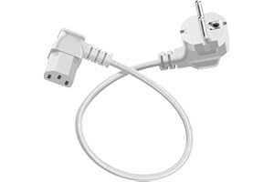 HuaLiSiJi Cold Appliance Plug Kątowy kabel zasilający 3 biegunowy kabel zimnego urządzenia, kabel ochronny wtyczka kontaktowa typu F (CEE 7/4) do C13 żeńska (biały, 1.5 m)