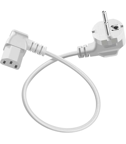 Cable De Alimentación Con Enchufe De Protección De Contacto A Hembra En Frío (40 Cm, Recto, Blanco