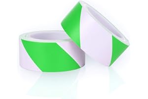 YTBUBOR Hazard Warning Tape Green and White 2 Pack 50mm x 20m PVC Safety Tape Marking Barrier Tape Adhesive Tape