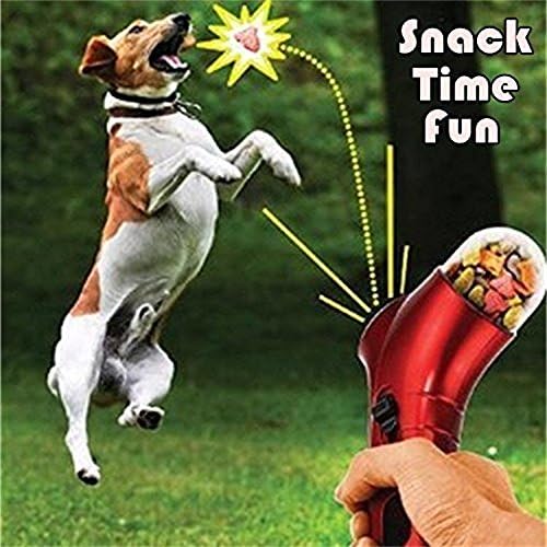 Dog Pet Feeder | Pet Snack Launcher ,The Most Fun Way To Spend More Time with Your Dogs | Special Handheld Treat Launcher with Spring Action Series | Equipped with Comfortable Grip and Wrist Strap | Super Easy Usage | Premium PP Nylon Material