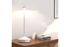 LOGT Lampa Stołowa Bezprzewodowa Akumulator, Ciepła Biała Lampy biurkowe Czarna LED Lampki Stołowe Bezprzewodowa Lampa Biurkowa Akumulatorowa Lampa Stołowa Wodoodporna(złoty, biały, srebrny),White