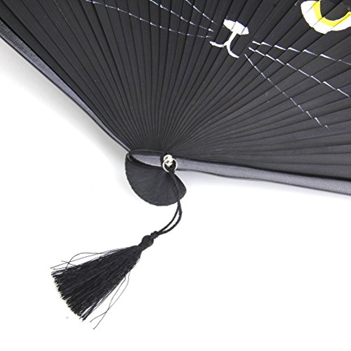 OULII Hand-Fan Männer Hand Held Fans Falten Fan Party Favor (schwarz) - 4