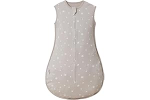 MOXTOYU Baby Sleeping Bag 0.5 Tog, 100% Cotton with Two-way Zipper Baby Summer Sleeping Bag, Lightweight and Breathable Swaddle Blanket For Unisex, Newborn Baby Essentials, Grey 0-6 Months