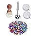 Produktbild Wachs Siegel Stempel Kit, AOLVO Europäische Retro Star Form Siegelwachs Perlen Multi Colored 100 mit Wachs Schmelzkelle, Vintage Messing Kopf Holzgriff Baum Dichtung und 2 Kerzen, Persönlichen Stempel Maker