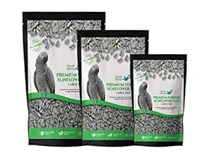 BirdsNature Premium Imported Striped Sunflower Seed Large Size for African Grey Parrot, Macaws,Amazons,Cockatoos, Senegals, Amazons, Electus, Cockatoos, Conures, Caiques & Wild Birds (2000g)