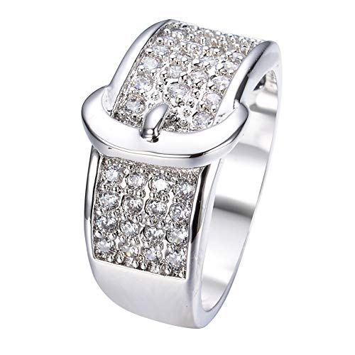 Preisvergleich Produktbild SHANTANQ Cinturón Platino 10Kt Blanco Anillo Grande,Weiß,Hlh