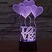 Produktbild 3D Nacht Lampe, Dekoration Tisch Licht, Ambiance Lampe, Touch Control Bunte Licht, 7 Farben LED ändern, Muster Laterne für Schreibtisch / Tisch, mehrfarbige Lampe und USB Powered, Home Decoration, Bestes Geschenk für Valentinstag, Geburtstag oder ein anderes Festival Geschenk (Liebe)